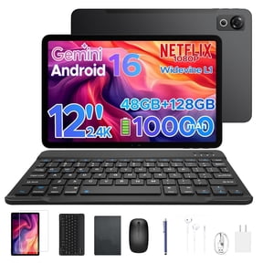 Aorlym P12 12 inch Tablet, Tablet Android 16, 48GB RAM+128GB ROM/2TB TF, T7280 Octa-core, Gemini AI, IPS 2.4K 120Hz Display, 10000mAh/18W, 5G WiFi, 8MP+13MP, GPS, Face ID, OTG, Tablet with Keyboard