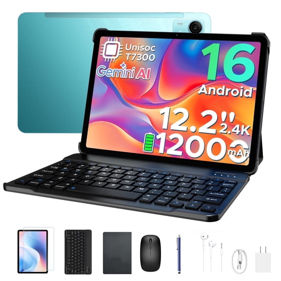 Aorlym P12 Pro 12 inch Tablet with Keyboard, Android 16 with Gemini AI, 48GB RAM+256GB ROM/2TB TF, 12000mAh/18W, 2.4K 120Hz, 4G Dual SIM, Face ID/OTG