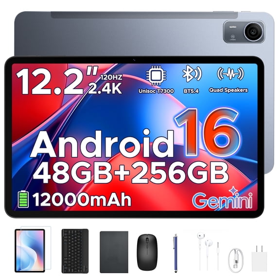 Aorlym P12 Pro 12 Inch Android 16 Tablet with Keyboard & Pen, 4G LTE Dual SIM, Gemini AI, 48GB 256GB/2TB TF, 12000mAh Battery, 120Hz Display, Face Unlock, Widevine L1 Tablet