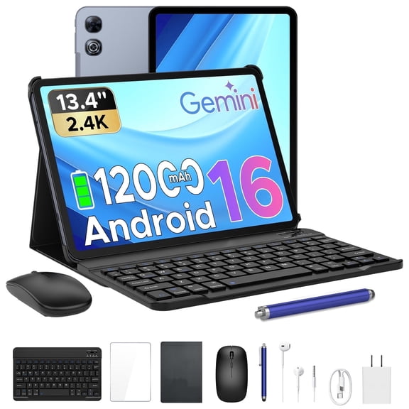 Aorlym P13 Android 16 Tablet, 13 inch Tablets with Gemini AI, IPS 2.4K, 120Hz, 48GB RAM+128GB ROM/2 TF, 12000mAh/18W, T7280 Octa-Core, 16MP, Face ID, 5G WiFi, GPS, OTG, Keyboard Stylus