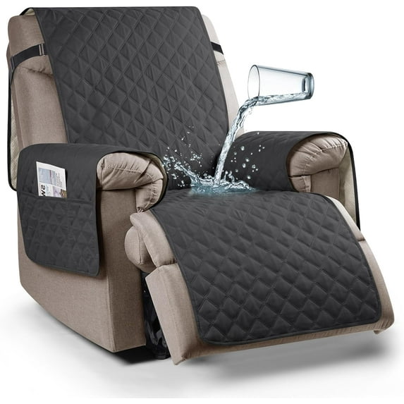 Aorsher 100% Waterproof Recliner Chair Cover, Washable Recliner Chair Seat Cover, Non-Slip Reclining Cover with Elastic Straps for Kids, Pets
