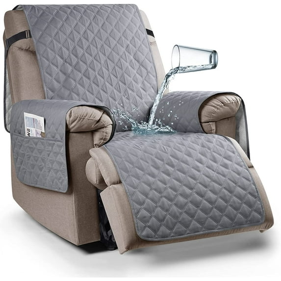 Aorsher 100% Waterproof Recliner Chair Cover, Washable Recliner Chair Seat Cover, Non-Slip Reclining Cover with Elastic Straps for Kids, Pets