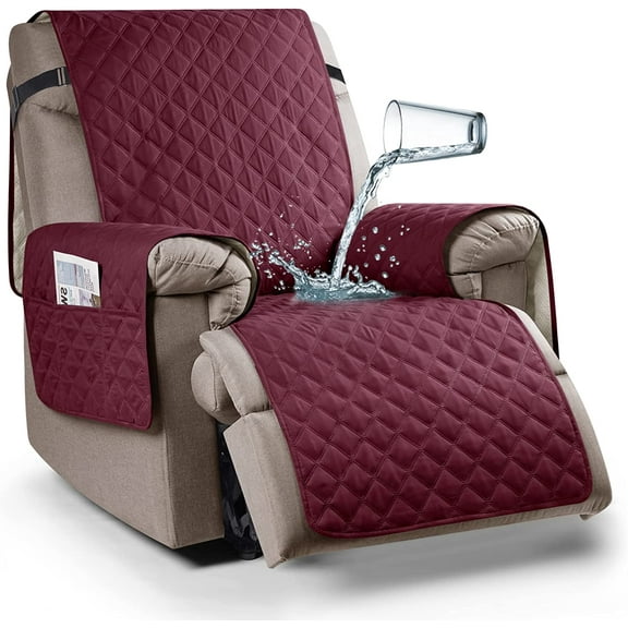 Aorsher 100% Waterproof Recliner Chair Cover, Washable Recliner Chair Seat Cover, Non-Slip Reclining Cover with Elastic Straps for Kids, Pets
