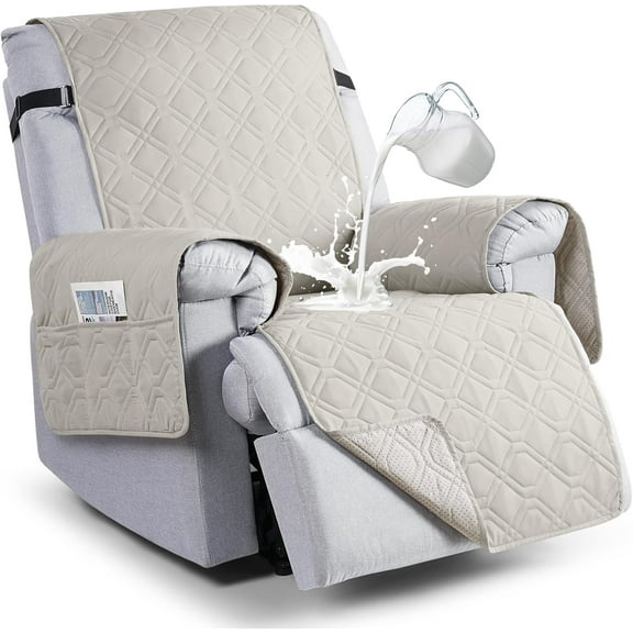 Aorsher 100% Waterproof Recliner Chair Covers, Washable Slipcover with Pocket, Non-Slip Dog Chair Cover Furniture Protector with Elastic Straps for Pets