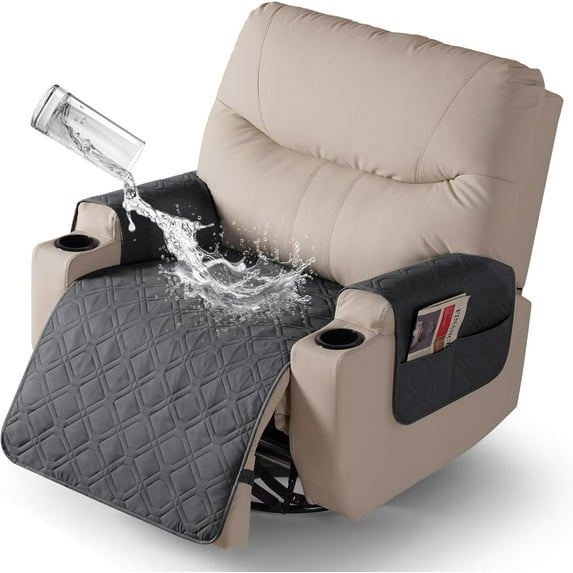 Aorsher 100% Waterproof Recliner Cover with Armrests, Non-Slip Washable Recliner Cover, Pet Furniture Protector Cover with Pocket