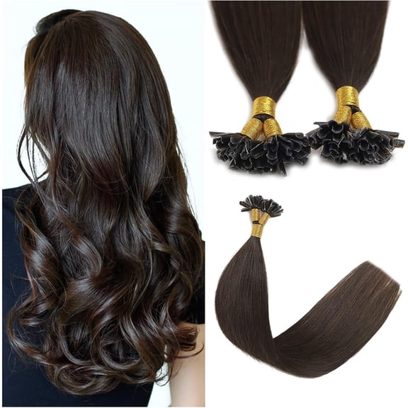 Aorsher 14Inch U Tip Hair Extensions Human Hair Hot Fusion Pre Bonded Hair Extensions Natural Nail Tipped Remy Hair Piece 100 Strands/100G Dark Brown
