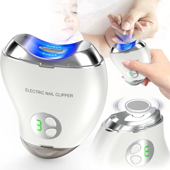 NJWY 2-in-1 Electric Nail Clipper for Seniors & Adults, 3-Speed Rechargeable Trimmer with Light & Storage, Low Noise, Smooth Finish, Safe Use