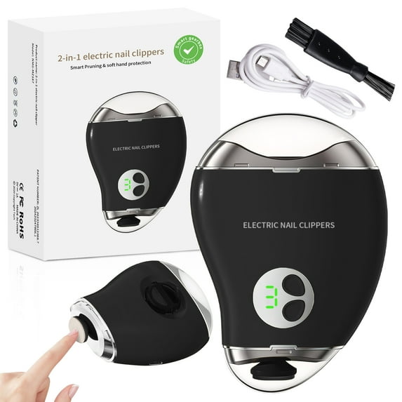 Aorsher 2 In 1 Electric Nail Clippers for Seniors Adult, 3 Speeds Mango Rechargeable Nail Clipper with Led Light and Storage, Low Noise, Smooth Nail Effect, Safe Use