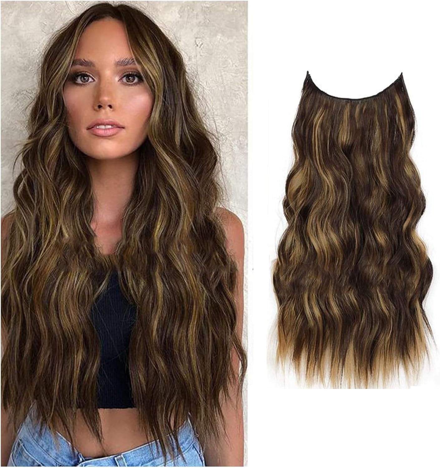 Aorsher 20 Inch Halo Hair Extensions, Invisible Wire Hair  display picture 1