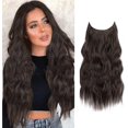 thumbnail image 1 of Aorsher 20 Inch Halo Hair Extensions, Invisible Wire Hair Extensions with 4 Secure Clips, Adjustable Size Transparent Headband Long Wavy Secret Black Hairpiece for Women, 1 of 8