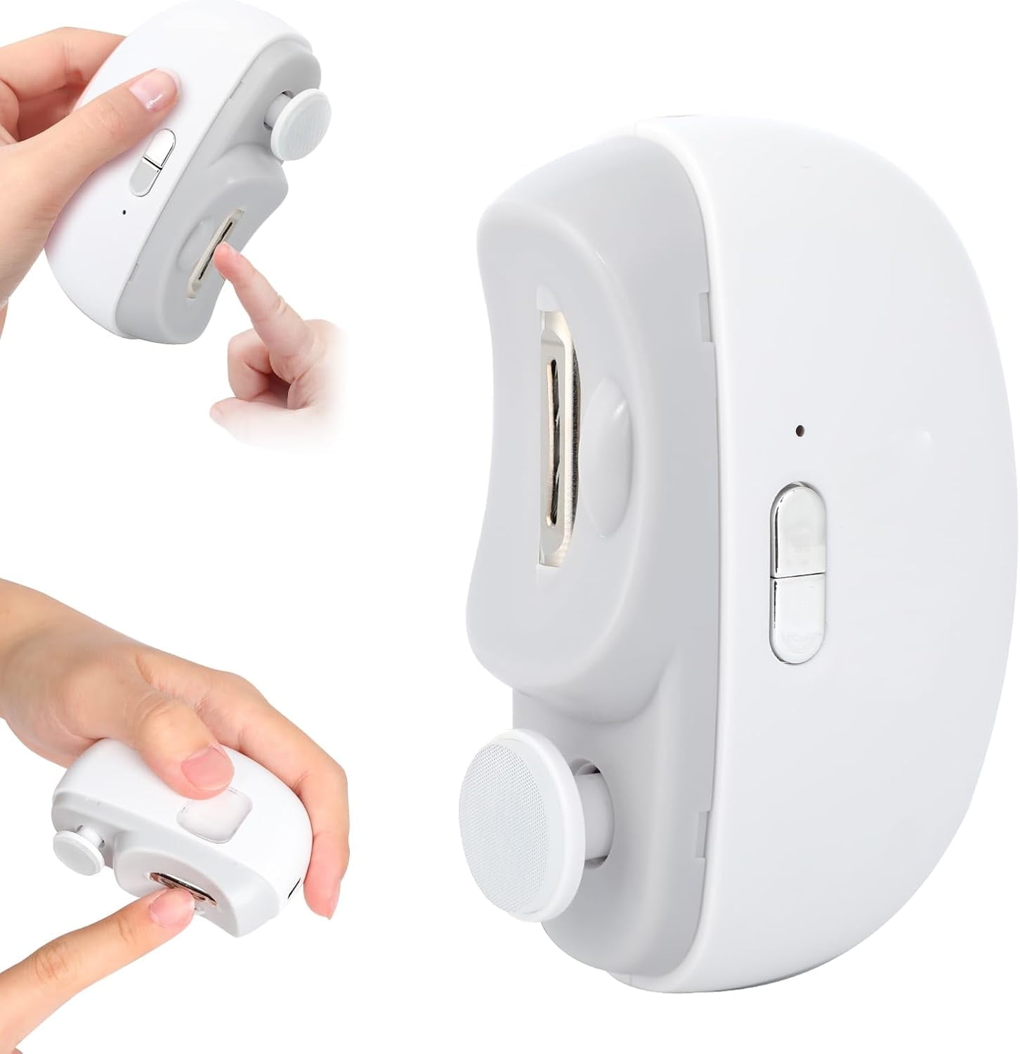 Aorsher 3 in 1 Automatic Nail Clipper with Polishing, Safe and Convenient Electric Nail Trimmer with Nail Clip Storage, 2 Speed Electric Toe Nail Clippers Nail Cutter with Light for Adults