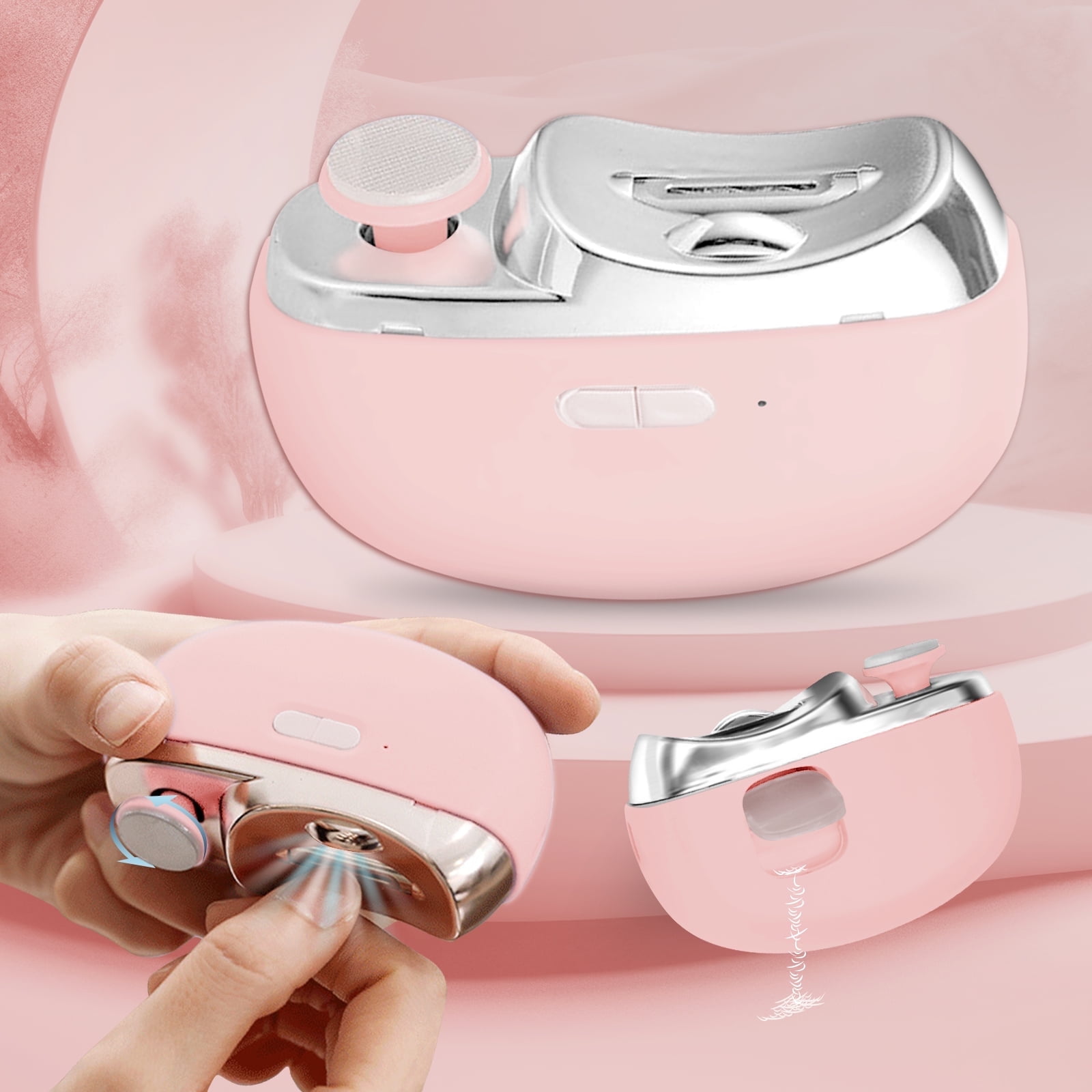 Aorsher 3 In 1 Electric Nail Clippers with Polish, USB Rechargeable Automatic Fingernail Clippers with Light, Battery Powered Nail Trimmer for Elderly, Adults and Women