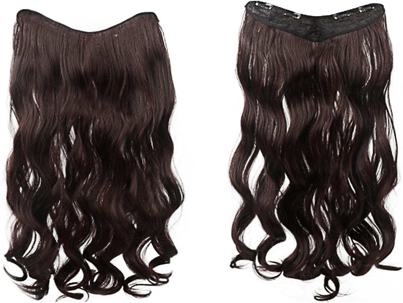 Aorsher 3/4 Full Head Curly Wave Clips in Hair Extensions 16Inch Synthetic Heat Resistant Dark Brown Hairpieces for Women 4 Clips Hair Extensions Clip In