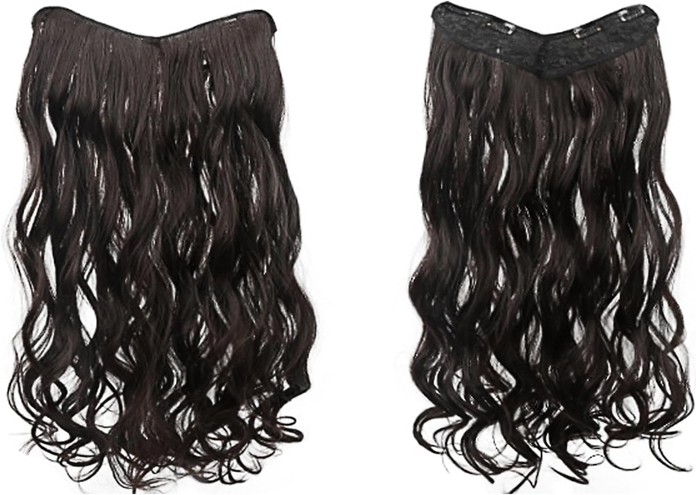 Aorsher 3/4 Full Head Curly Wave Clips in Hair Extensions 20Inch Synthetic Heat Resistant Black Brown Hairpieces for Women 4 Clips Hair Extensions Clip In