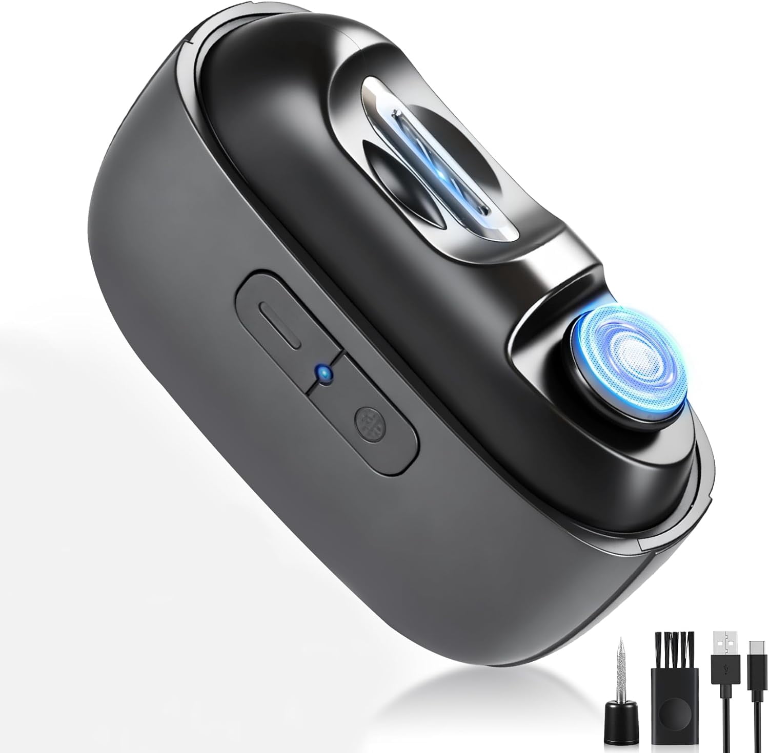 Aorsher 3-in-1 Electric Nail Clipper with LED Light, 2-Speed Automatic Nail Trimmer for Seniors & Adults, Safe & Portable, USB Rechargeable, Dark Grey
