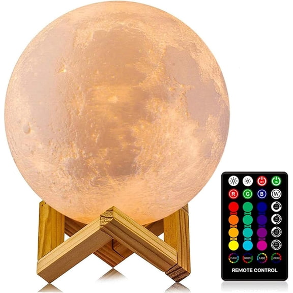 Aorsher 3D Moon Night Light with Remote and Stand, 16 Colors Changing Moon Lamp for Room Decorction, Remote/Touch Control & Timing, Special Birthday or Christmas Gifts for Girfend