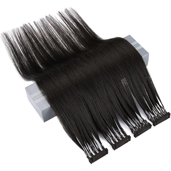 Aorsher 6D Hair Extensions Human Hair 10 Rows Invisible Seamless No Trace 6D Hair Extensions Fast No Trace Feather Extension 1 Row 5 Bundles 50g 20inch Natural Black