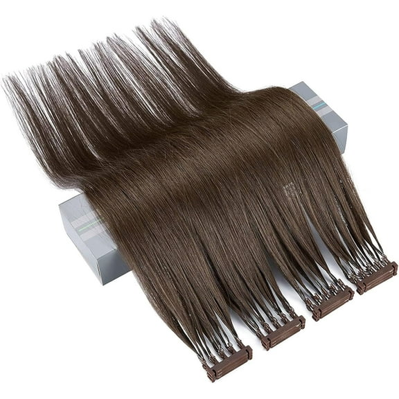 Aorsher 6D Hair Extensions Human Hair 2nd Generation No Trace Hair Extensions Fast Installation and Removal 1 Row 5 bundles 10 Rows 20inch Chocolate Brown