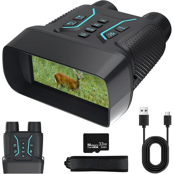 Aorsher 8X Digital Zoom Night Vision Goggles with 32GB TF Card, Night Vision Binoculars for Camping, Bird Watching, Hunting, 4K UHD Video & 36MP Image, 1312 FT Full Dark for Camping