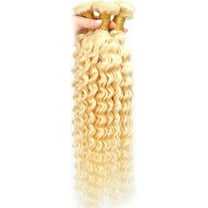 Aorsher Blonde Weft Hair Extensions, Body Wave Virgin Human Hair Bundles, 20inch Single Hair Bundles Full Thick Long Curly Weave Hairpiece Bundle for Women