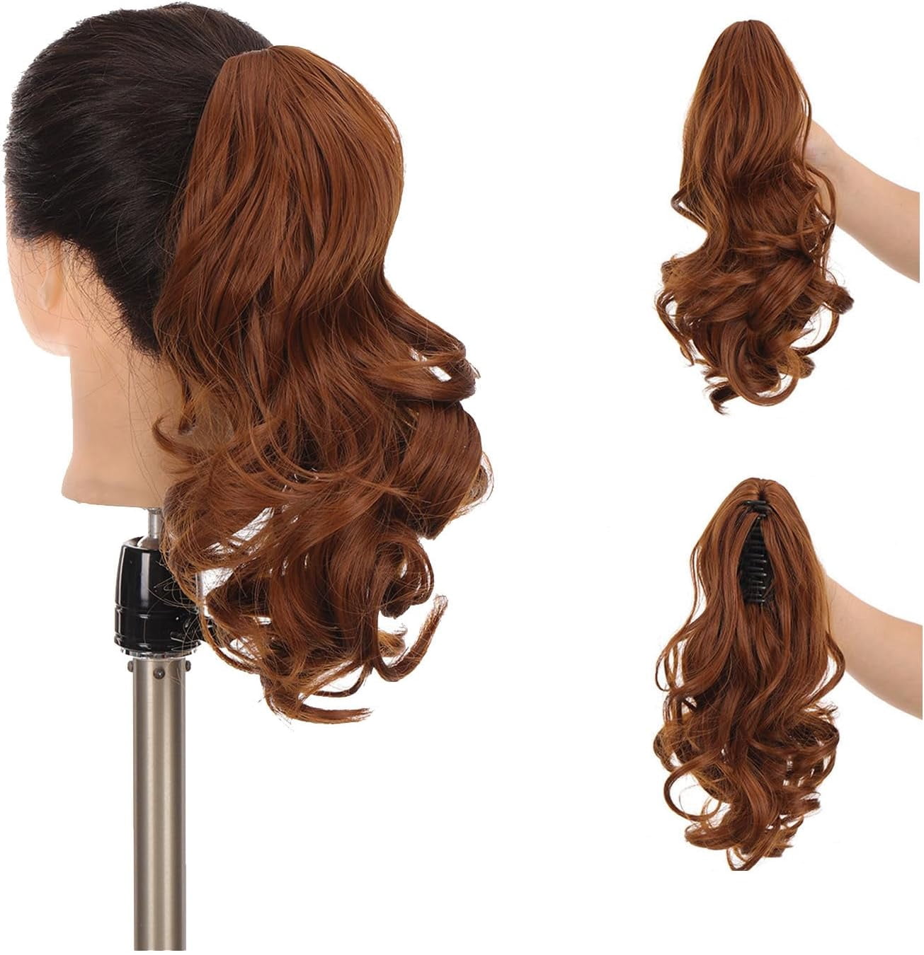 Aorsher Claw Clip in Ponytail Extension, 12 Inch Short Ponytail Hair Exntesions Curly Pony Tails Thick Hairpiece for Women Daily Use