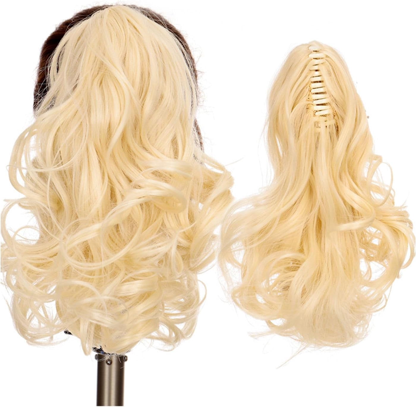 Aorsher Claw Clip in Ponytail Extension, 12 Inch Short Ponytail Hair Exntesions Curly Pony Tails Thick Hairpiece for Women Daily Use
