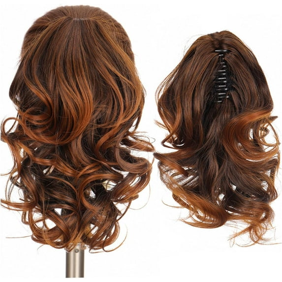 Aorsher Claw Clip in Ponytail Extension Curly Synthetic Wavy Ponytail Extension Fluffy Natural Soft Ponytail Hairpiece for Women Daily Party Use