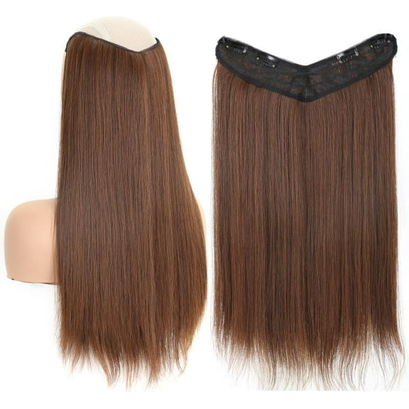 Aorsher Clip in Hair Extensions 3/4 Full Head Hair Extensions with 4 Clips 20Inch One Piece Straigt Light Brown Hair Extensions Clip in for Women with Thinning Hair