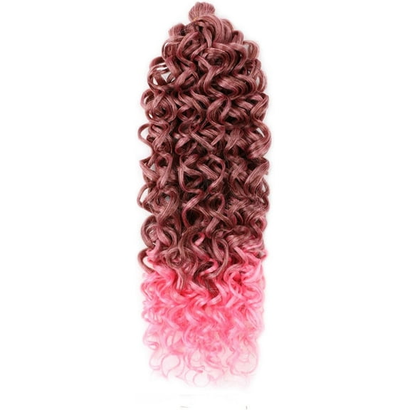 Aorsher Deep Wave Braiding Hair Pre Stretched 20 Inch Synthetic Ocean Wave Crochet Hair for Women Ombre Pink Goddess Curly Braiding Hair Extensions
