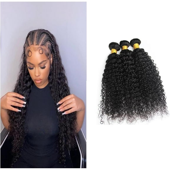 Aorsher Deep Wave Bundles Human Hair 24 Inch Wet and Wavy Bundles 100% Unprocessed Virgin Curly Weave Bundles Human Hair 1 Bundles Black