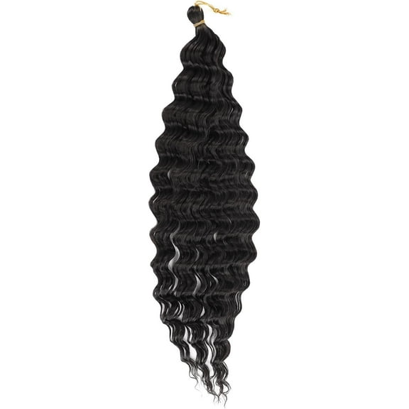 Aorsher Deep Wave Crochet Hair Black Synthetic Water Wave Crochet Hair for Goddess 22Inch 3 Packs Wet and Wavy Braiding Hair Pre Stretched
