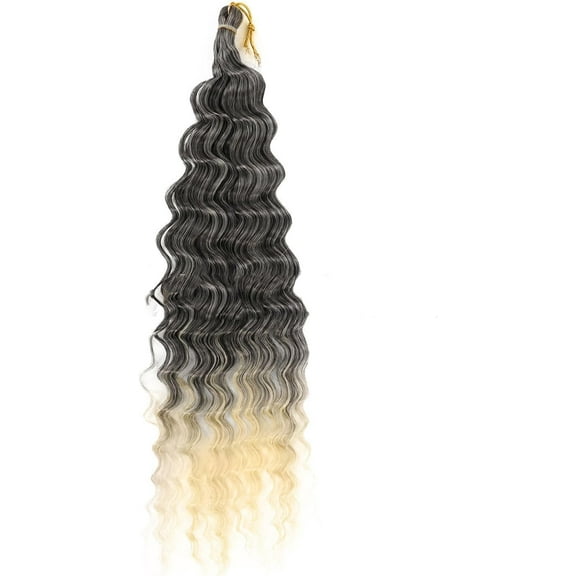 Aorsher Deep Wave Crochet Hair Synthetic Water Wave Crochet Hair for Goddess 22Inch 3 Packs Wet and Wavy Braiding Hair Pre Stretched Ombre D