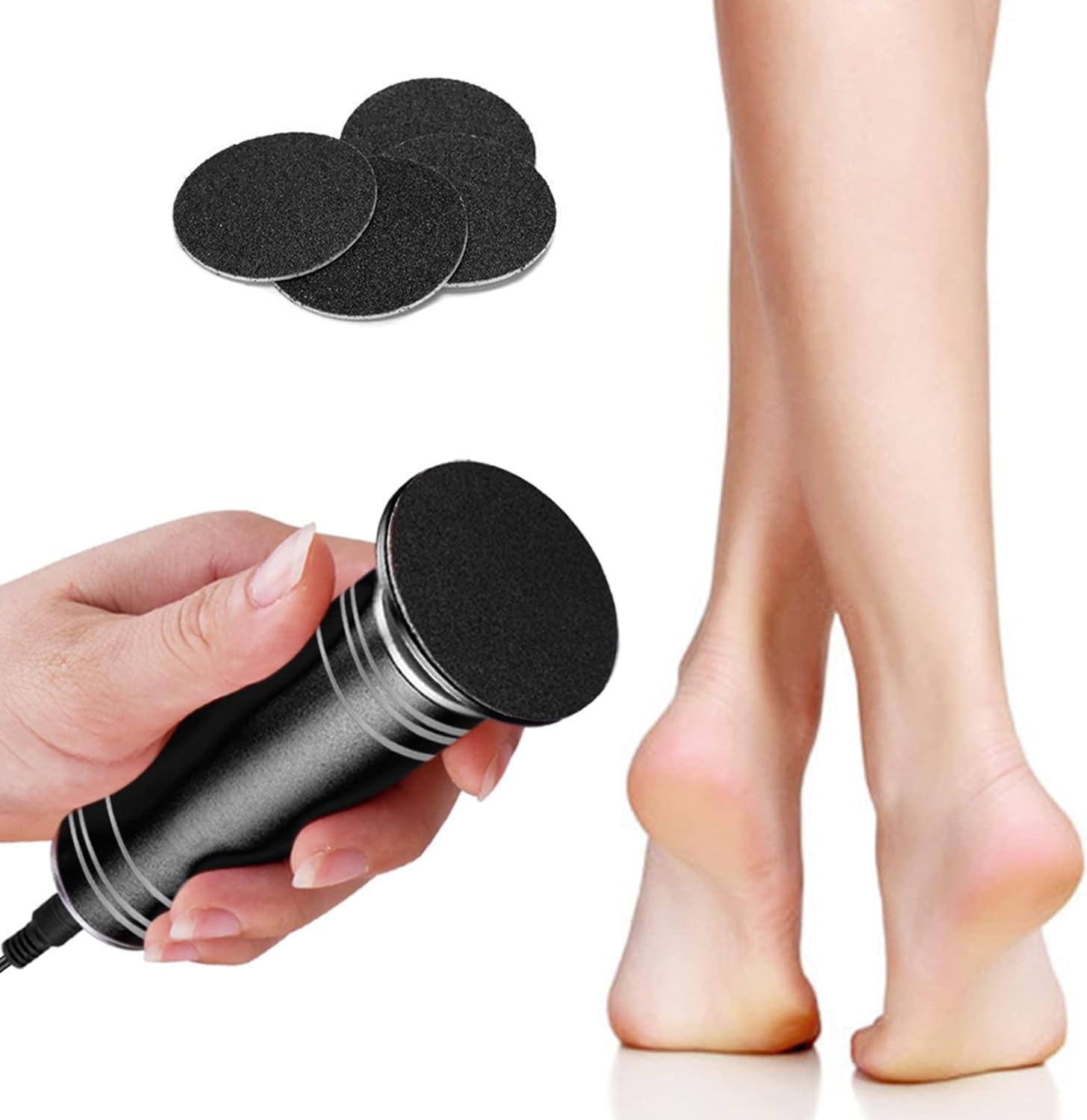 Aorsher Electronic Foot File Grinder with 60pcs Replacement Sandpaper Discs, Adjustable Speed Electric Callus Remover Professional Pedicure Tool for Men Women Dead Cracked Hard Skin Calluses