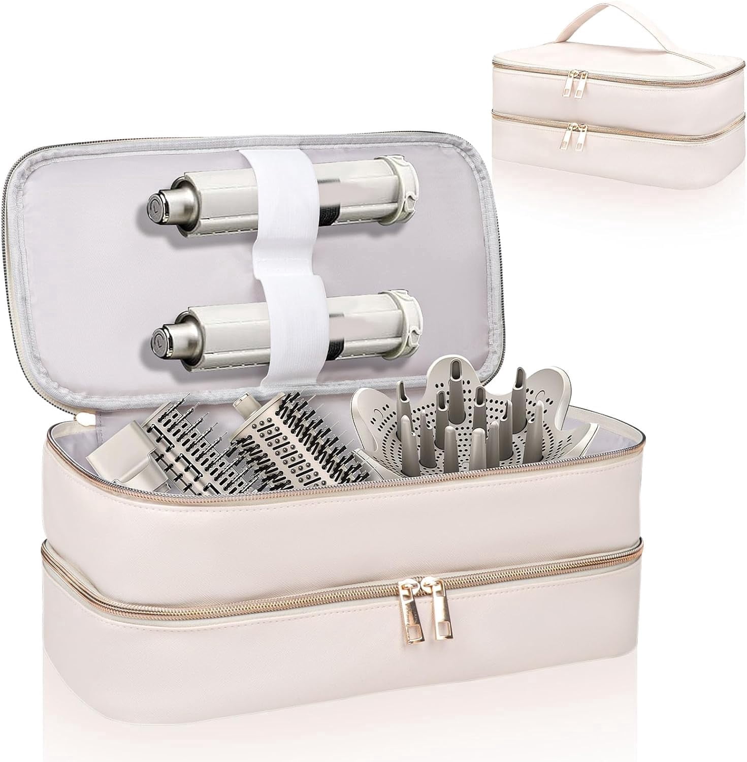 Aorsher Compatible with Shark Flex Style Hair Dryer Travel Case, Waterproof PU Leather Storage Bag for Travel Salon, Beige