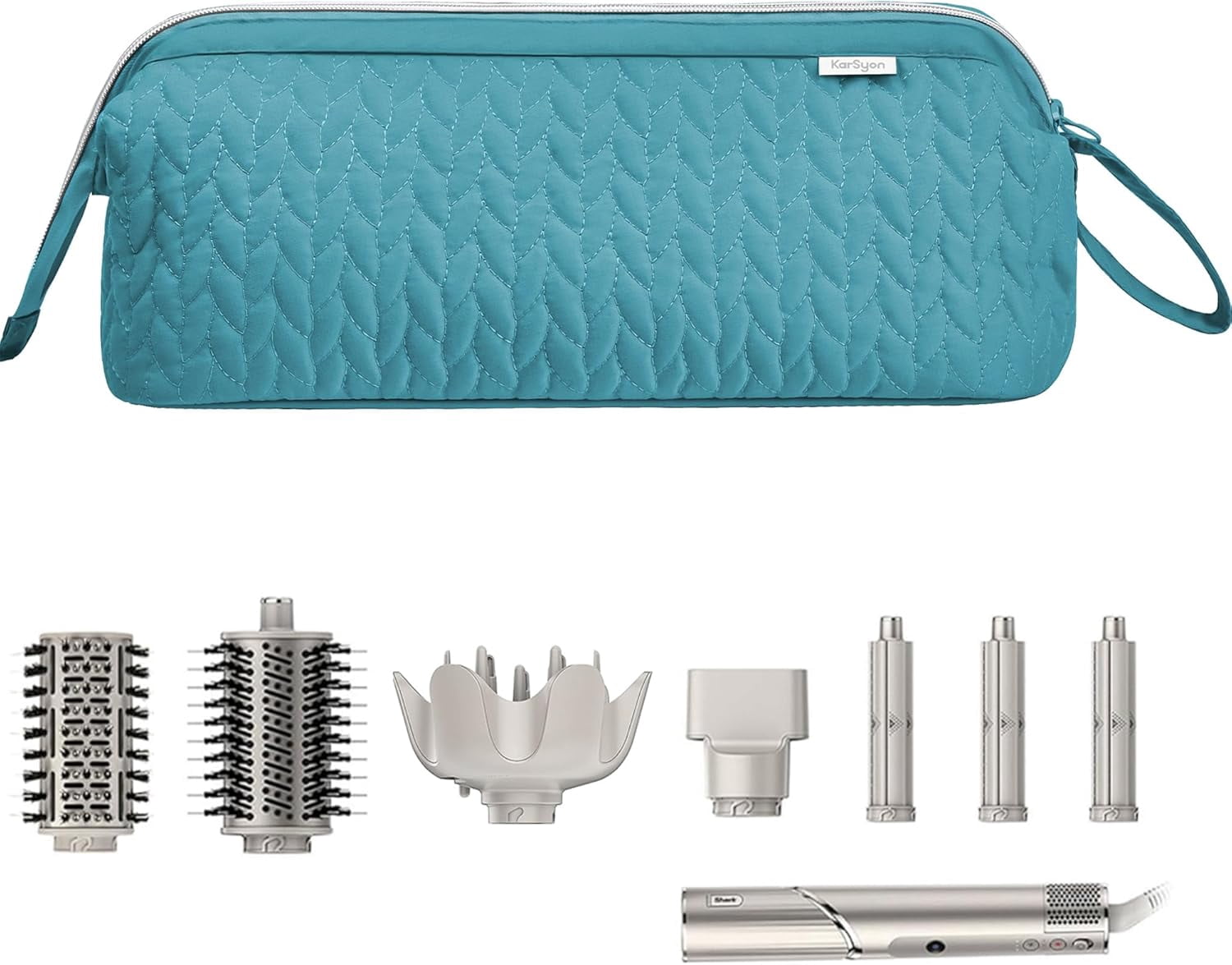 Aorsher Hair Dryer Travel Storage Bag Compatible with Shark Flex Style, Portable Organizer Bag for Styling Tools for Hair Dryer Brush, Flat Iron & Curling Iron Accessories, Teal Green