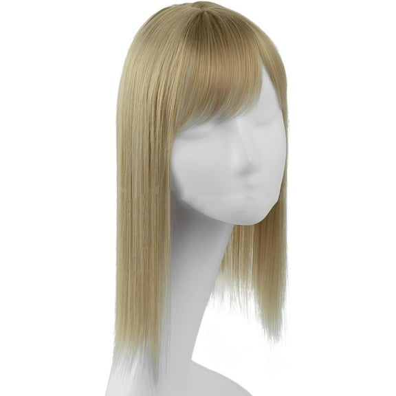 Aorsher Hair Toppers with Bangs for Thin Hair, 16 inch Hair Topper Wiglets Synthetic Hair Pieces with Thinning Hair Browm With Blonde for Women