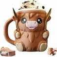 thumbnail image 1 of Aorsher Highland Cow Ice Cream Pint Holder, Leak Proof Cooler Sleeve for Beer Can & Popsicles, Cute Animal Design, Insulated Cozy Cover with Handle, Perfect Gift for Cartoon Lovers (Light Brown), 1 of 6