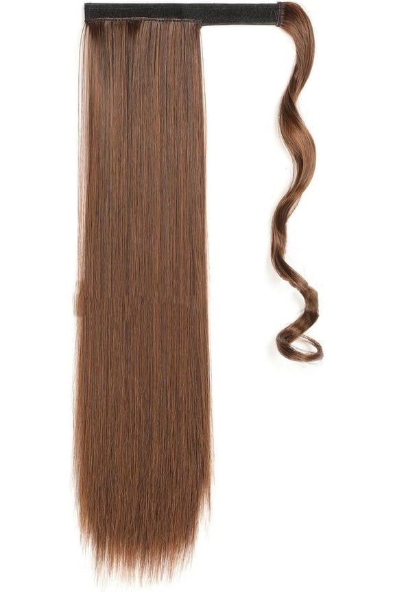 Long Straight Ponytail Extension 22 Inch Wrap Around Copper A Ponytail Hair Extension Synthetic Heat Resistant Clips in Hairpiece for Women