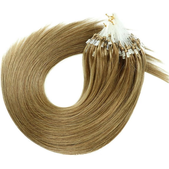 Aorsher Micro Links Hair Extensions Human Hair For Black Women Microlink Hair Extensions Natural Human Hair Silky Straight 16Inch 100strands 50g Dark Linen