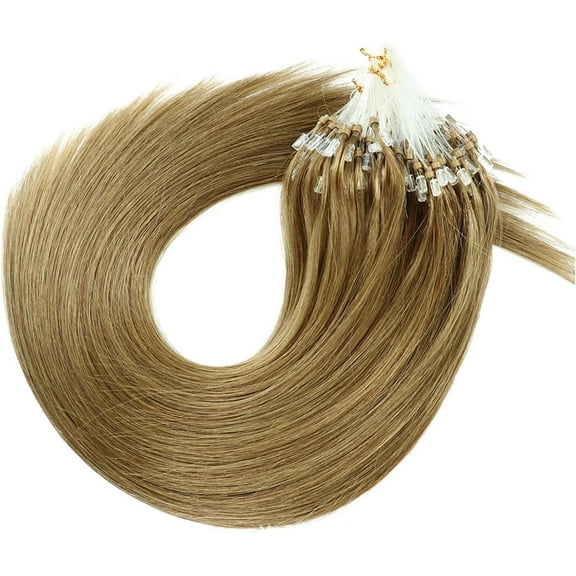 Aorsher Micro Links Hair Extensions Human Hair For Black Women Microlink Hair Extensions Natural Human Hair Silky Straight18Inch 100strands 50g Dark Linen