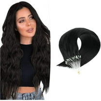 Aorsher Micro Links Human Hair Extensions Black Micro Loop Hair Extensions Micro Ring Remy Hair Extensions 18Inch 100Strands Cold Fusion Extensions for Women