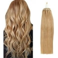 thumbnail image 1 of Aorsher Micro Ring Human Hair Extensions, Blonde Micro Link Hair Extensions, Real Human Hair Micro Loop Straight, Remy Hair Extensions Pre Bonded, 22inch 50g/100strand, 1 of 13