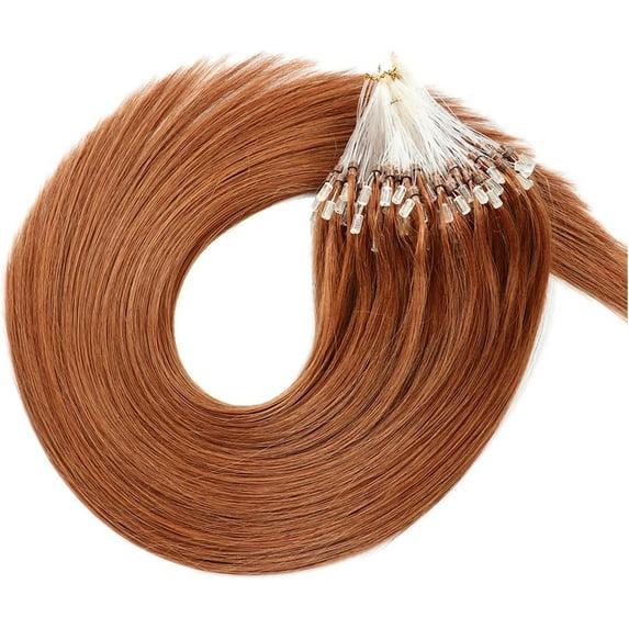 Aorsher Microlink Hair Extensions Human Hair Micro Beads Hair Extensions Remy Hair 16Inch Virgin Straight Micro Loop Hair Extensions for Women 100Strands 50g Auburn