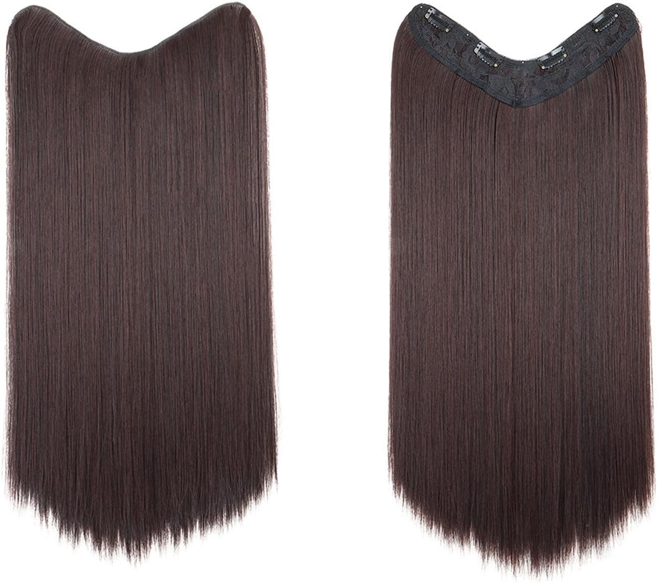 Aorsher One Piece Clip in Hair Extensions, U-Shaped Hair Extensions Weft with 4 Clips, 3/4 Full Head Long Straight Synthetic One Piece Thick Hairpieces for Women, Bleach Blonde Mix Ash Blonde, 24Inch