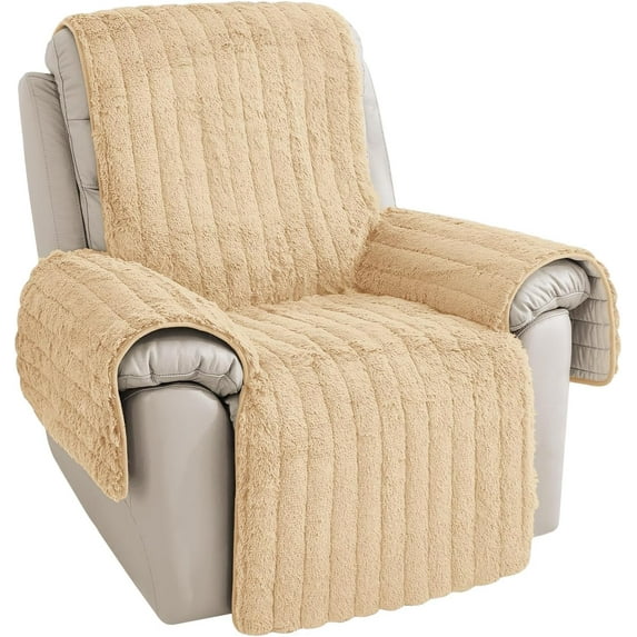 Aorsher Plush Recliner Slipcover, Artificial Wool Lazy Boy Chair Cover for Recliner Chairs and Furniture, Quilted Cover for Home