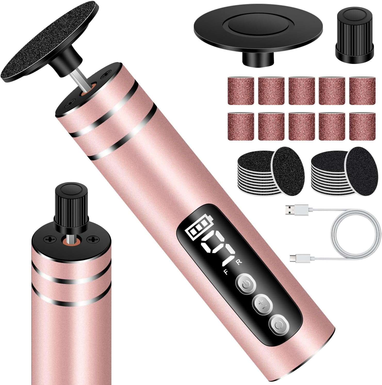 Aorsher Professional 2 in 1 Electric Foot Callus Remover for Feet, Portable Rechargeable Electric Foot File with 9 Speed Control, Callus Remover for Dead Skin