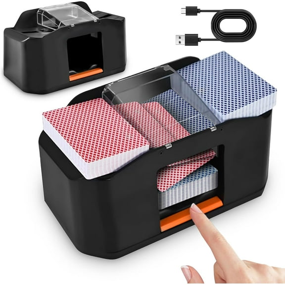 Aorsher Professional 2-Deck Automatic Card Shuffler, Ultra Quiet Electric Card Shuffler for Poker, Blackjack, Texas Hold'em & Casino Games, Dual Power (Battery/AC) , Fast & Reliable Shuffling