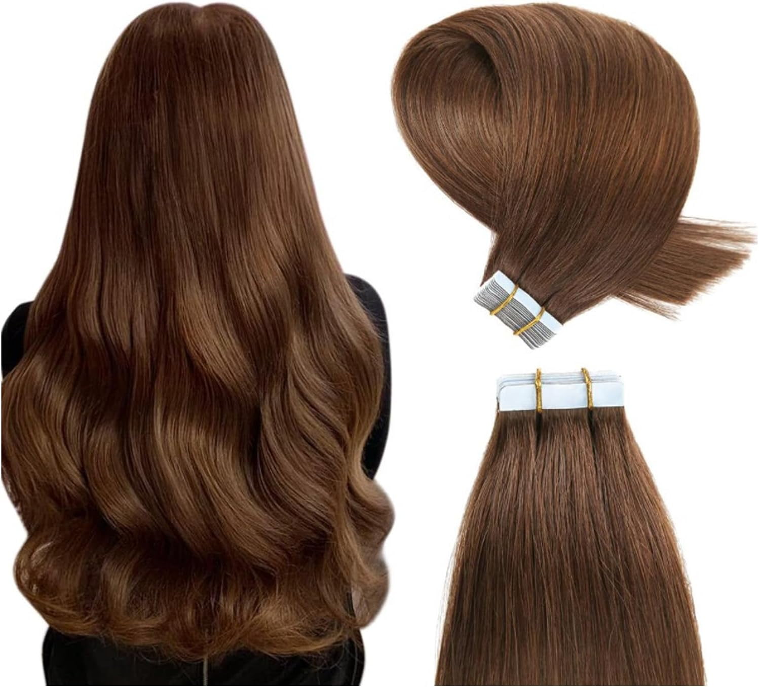 Aorsher Remy Hair Extensions, 16 Inch 20 pcs 50g Tape in  display picture 2