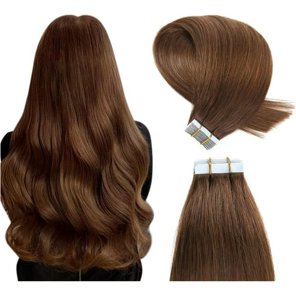 Aorsher Remy Hair Extensions, 16 Inch 20 pcs 50g Tape in Hair Extensions, Human Hair Straight Tape in Human Hair Extensions, Natural Black Hair