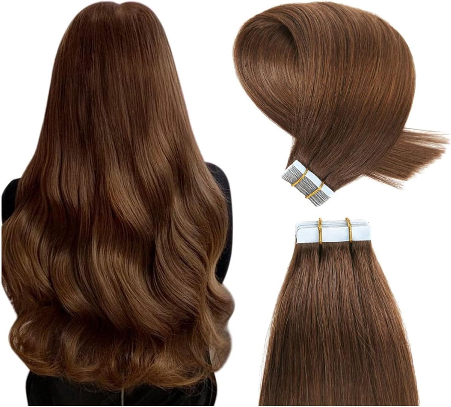 Aorsher Remy Hair Extensions, 16 Inch 20 pcs 50g Tape in  display picture 1